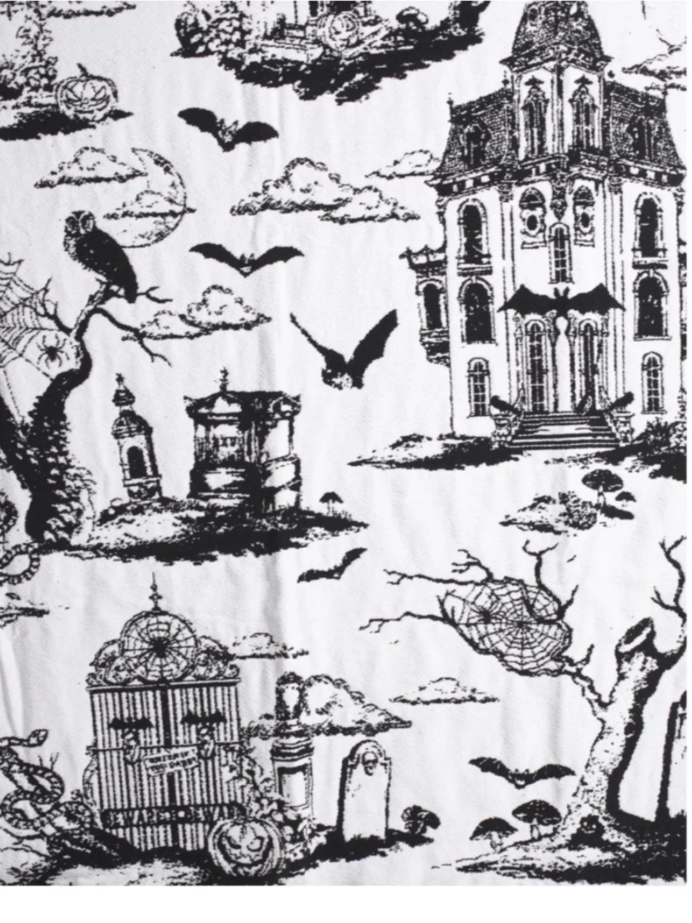 NWT Curious by Cynthia Rowley Graveyard Scene Halloween Throw/Blanket